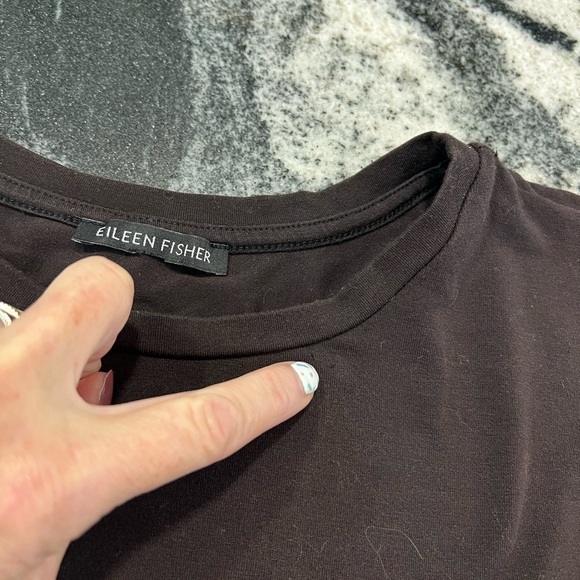 EILEEN FISHER brown jersey generous fit crew long sleeve top - Picture 9 of 14